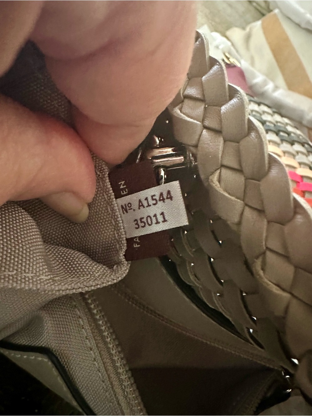 Coach Woven Leather Tote - Brown with Neon Yellow & Red Accents - Picture 13 of 16